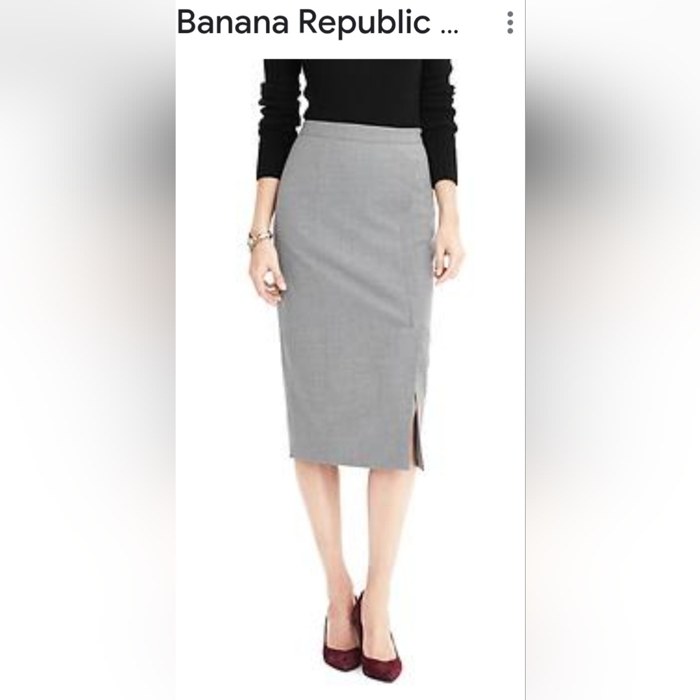 Banana Republic "Midi Pencil Skirt In Light Gray Heather" Size 8 Tall, RN#54023